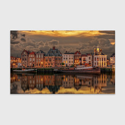 Бумага для упаковки Мирный город на воде и тучи, цвет: 3D-принт