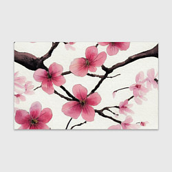 Бумага для упаковки Цветы и ветви японской сакуры - текстура холста, цвет: 3D-принт