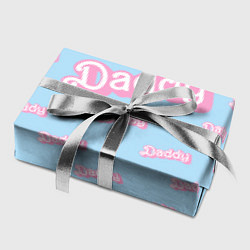 Бумага для упаковки Папочка надпись в стиле Барби: паттерн голубой, цвет: 3D-принт — фото 2