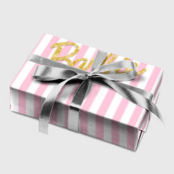 Бумага для упаковки Barbie - золотая надпись и бело-розовые полосы, цвет: 3D-принт — фото 2