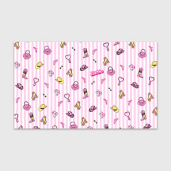 Бумага для упаковки Барби - розовая полоска и аксессуары, цвет: 3D-принт