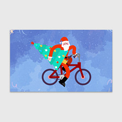 Бумага для упаковки Дед Мороз на велосипеде с елкой, цвет: 3D-принт