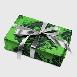 Бумага для упаковки Дракон и Дед Мороз паттерн на зеленом, цвет: 3D-принт — фото 2