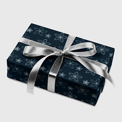 Бумага для упаковки Паттерн тёмно-синий маленькие стилизованные цветы, цвет: 3D-принт — фото 2