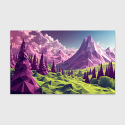 Бумага для упаковки Геометрический зеленый пейзаж и фиолетовые горы, цвет: 3D-принт