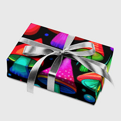 Бумага для упаковки Неоновые мухоморы в горошек, цвет: 3D-принт — фото 2