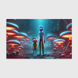 Бумага для упаковки Морти и Рик в сказочном неоновом грибном лесу, цвет: 3D-принт