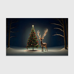 Бумага для упаковки Новогодний олень и елка, цвет: 3D-принт