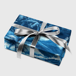 Бумага для упаковки Пальмы и волны - голубые оттенки паттерн, цвет: 3D-принт — фото 2