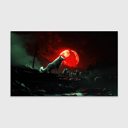 Бумага для упаковки Белый волк на фоне красной луны, цвет: 3D-принт