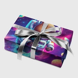 Бумага для упаковки Космонавт капибара в неоновом космосе, цвет: 3D-принт — фото 2