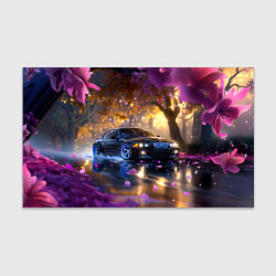 Бумага для упаковки БМВ и фиолетовые цветы, цвет: 3D-принт