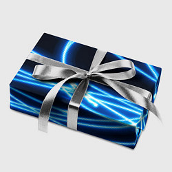 Бумага для упаковки Неоновые голубые волны на черном фоне, цвет: 3D-принт — фото 2