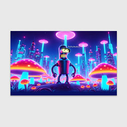 Бумага для упаковки Робот-сгибальщик Бендер в неоновом грибном мегапол, цвет: 3D-принт