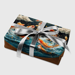 Бумага для упаковки Большие золотистые рыбы выпрыгивают из воды, цвет: 3D-принт — фото 2