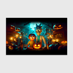 Бумага для упаковки Morty and Rick with pumpkin - neon halloween, цвет: 3D-принт