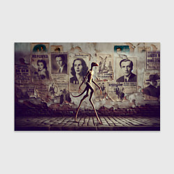 Бумага для упаковки Пришелец идёт вдоль стены с рваными афишами, цвет: 3D-принт