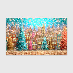 Бумага для упаковки Новогодний город в блестках, цвет: 3D-принт