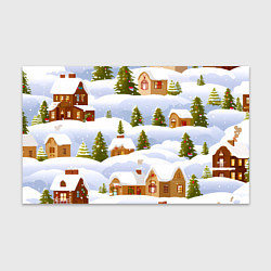 Бумага для упаковки Новогодние домики и елочки, цвет: 3D-принт