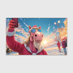 Бумага для упаковки Новогодний конь сэлфи, цвет: 3D-принт