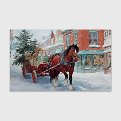 Бумага для упаковки Лошадка с новогодней повозкой, цвет: 3D-принт