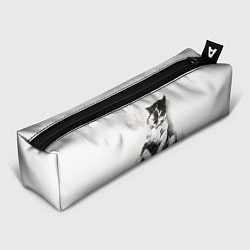 Пенал для ручек Котик с пистолетом на стене мем, цвет: 3D-принт