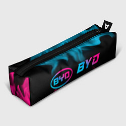 Пенал для ручек BYD - neon gradient: надпись и символ, цвет: 3D-принт