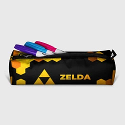 Пенал для ручек Zelda - gold gradient: надпись и символ, цвет: 3D-принт — фото 2