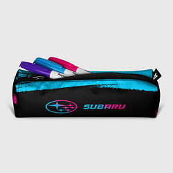 Пенал для ручек Subaru - neon gradient: надпись и символ, цвет: 3D-принт — фото 2