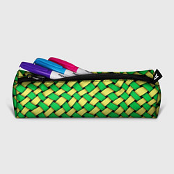 Пенал для ручек Жёлто-зелёная плетёнка - оптическая иллюзия, цвет: 3D-принт — фото 2