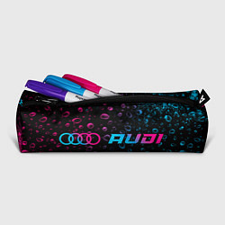 Пенал для ручек Audi - neon gradient: надпись и символ, цвет: 3D-принт — фото 2