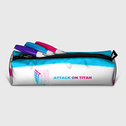 Пенал для ручек Attack on Titan neon gradient style: надпись и сим, цвет: 3D-принт — фото 2