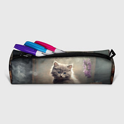 Пенал для ручек Серый котенок, винтажное фото, цвет: 3D-принт — фото 2