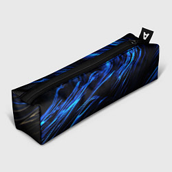 Пенал для ручек Черные синие волны абстракция, цвет: 3D-принт