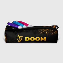 Пенал для ручек Doom - gold gradient: надпись и символ, цвет: 3D-принт — фото 2