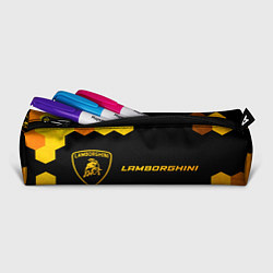 Пенал для ручек Lamborghini - gold gradient: надпись и символ, цвет: 3D-принт — фото 2
