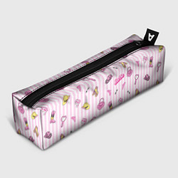 Пенал для ручек Барби - розовая полоска и аксессуары, цвет: 3D-принт