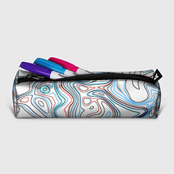 Пенал для ручек Линии карандашом абстракция бело-голубой, цвет: 3D-принт — фото 2