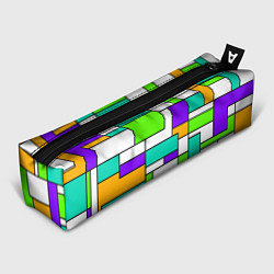 Пенал для ручек Геометрический зелёно-фиолетовый, цвет: 3D-принт