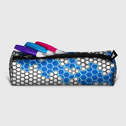 Пенал для ручек Синяя энерго-броня из шестиугольников, цвет: 3D-принт — фото 2