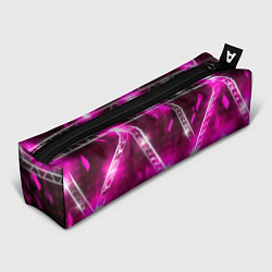 Пенал для ручек Серебряные и синие вставки абстракции, цвет: 3D-принт