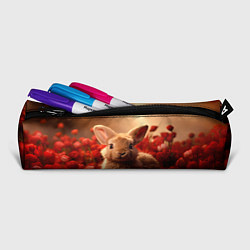Пенал для ручек Влюбленный кролик в розах, цвет: 3D-принт — фото 2
