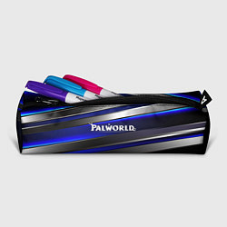Пенал для ручек Palworld logo синие и серебристые полосы, цвет: 3D-принт — фото 2