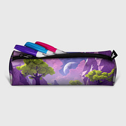 Пенал для ручек Фиолетовые горы зеленые деревья и космос, цвет: 3D-принт — фото 2