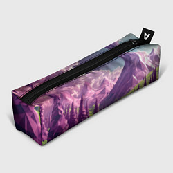 Пенал для ручек Геометрический зеленый пейзаж и фиолетовые горы, цвет: 3D-принт