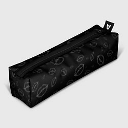 Пенал для ручек Паттерн серый контур губ на чёрном - lips black, цвет: 3D-принт
