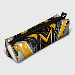 Пенал для ручек Жёлто-серые полосы на чёрном фоне, цвет: 3D-принт