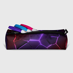 Пенал для ручек Красно-фиолетовые неоновые плиты в разломе, цвет: 3D-принт — фото 2