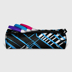 Пенал для ручек Сине-белые линии на чёрном фоне, цвет: 3D-принт — фото 2