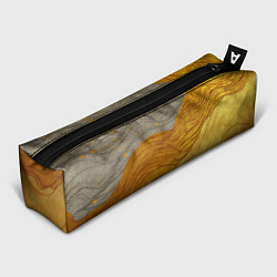 Пенал для ручек Золотые волны на сером текстура, цвет: 3D-принт